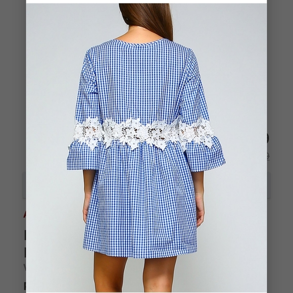 Velzera Blue Gingham Swing Dress Sz S - Picture 3 of 6